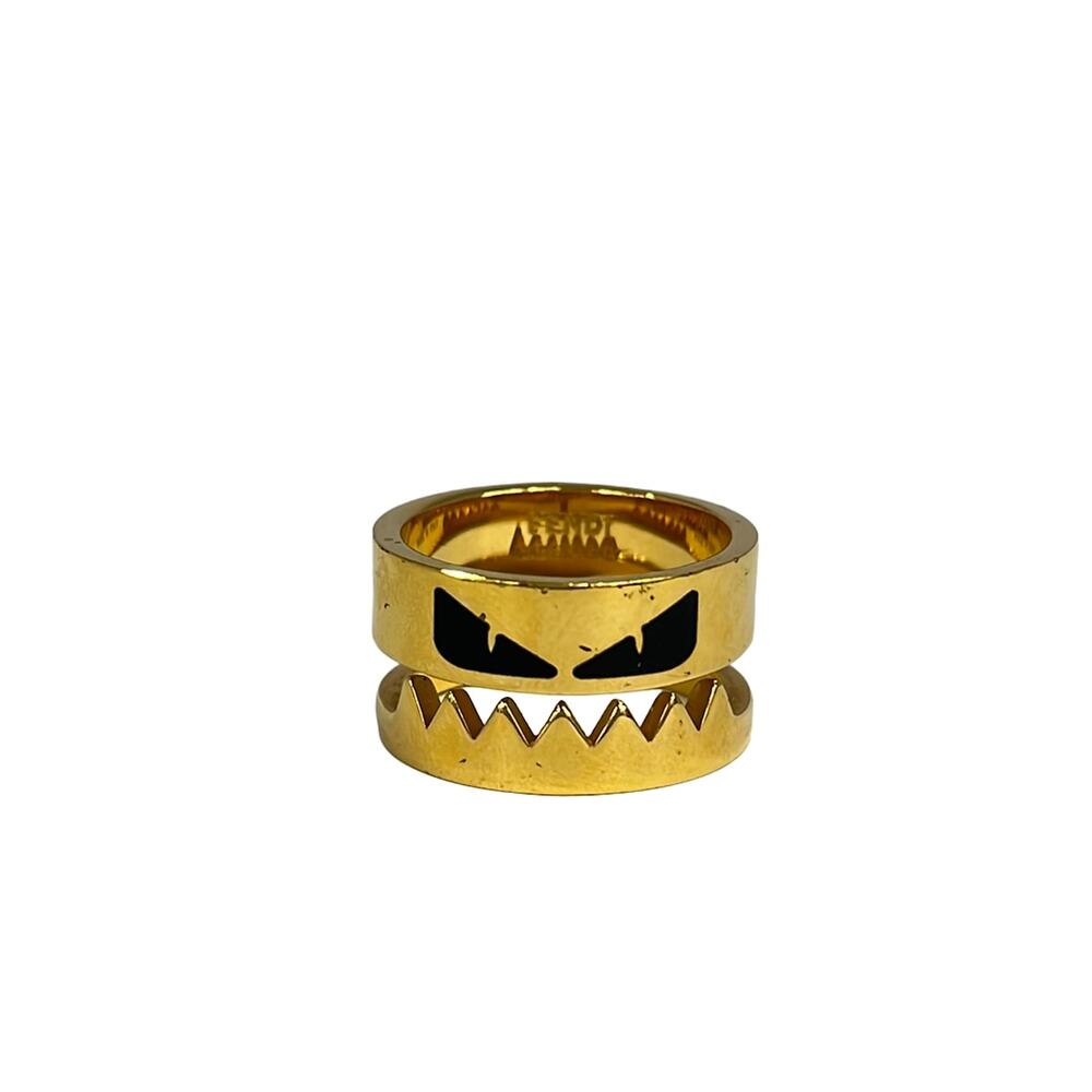 Fendi Monster Bug Ring Gold Black
